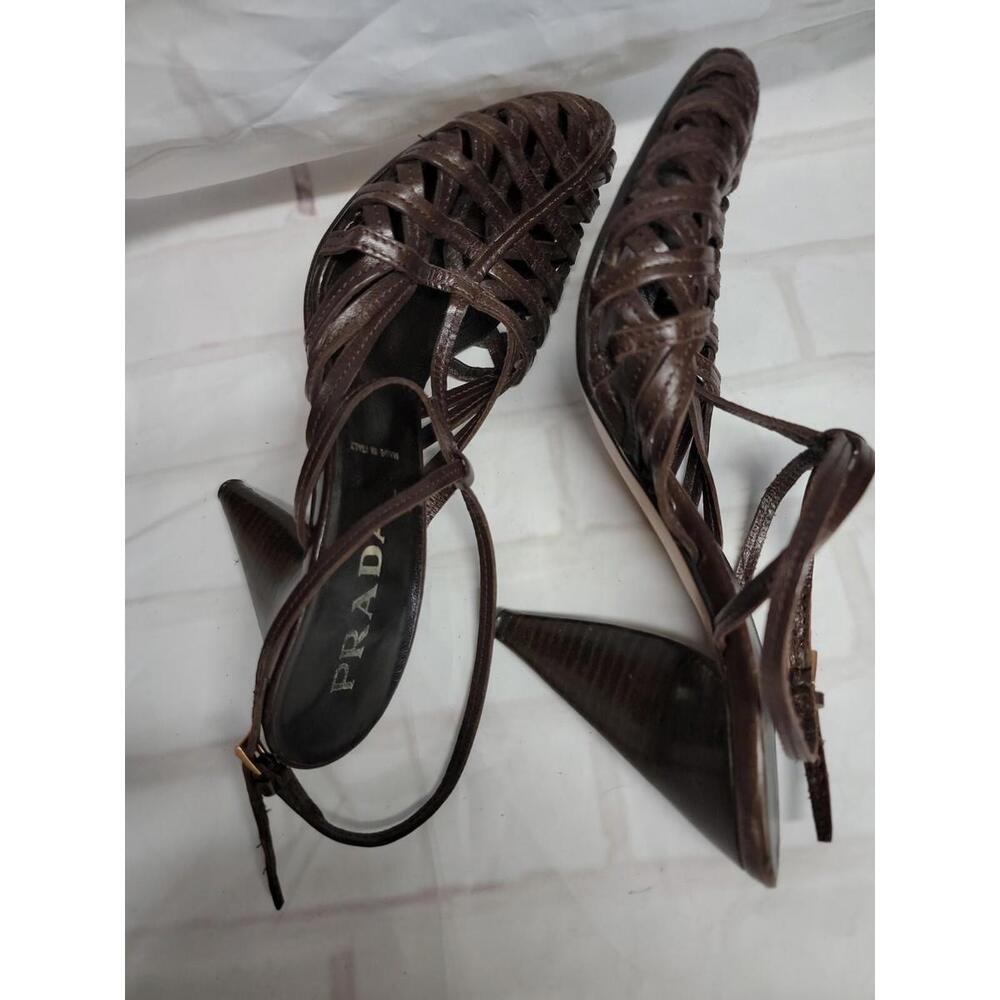 Prada Shoes Made In Italy 37.5/US 7.5 COLOR DARK BROWN - Picture 5 of 10